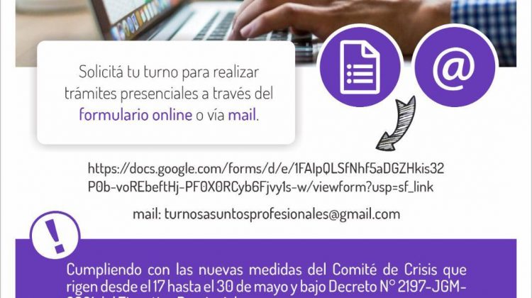 Los profesionales y técnicos de la salud tendrán que solicitar los turnos únicamente vía online