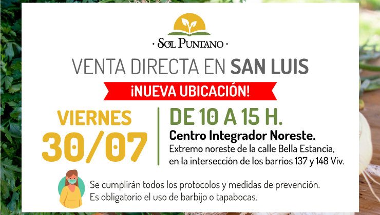 Llega otro viernes de venta directa de Sol Puntano en el Centro Integrador Noreste