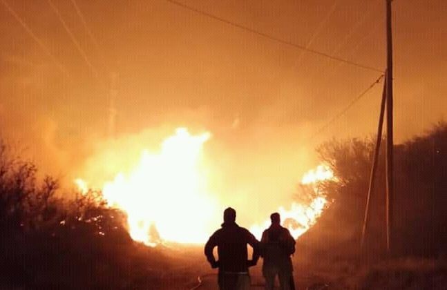 Bomberos combaten un incendio forestal en la zona de Papagayos