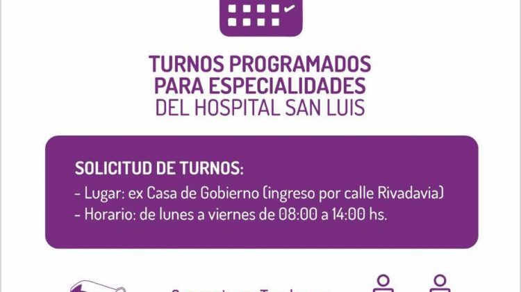 Los turnos para atención programada en el Hospital San Luis se tramitan en la ex Casa de Gobierno