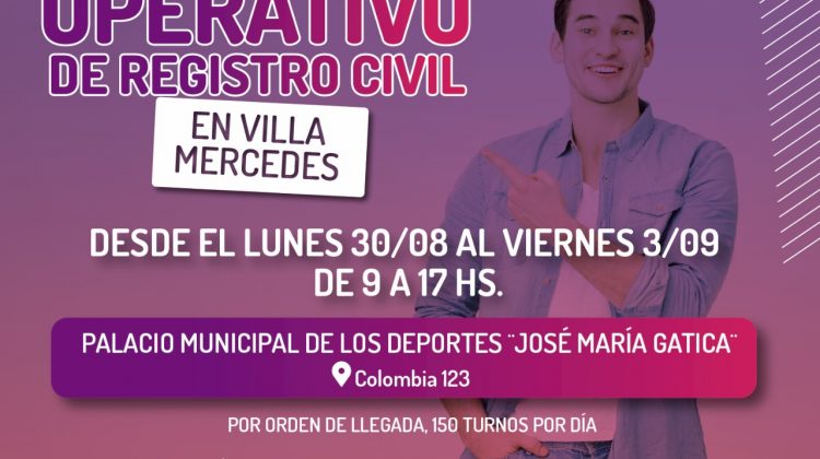 El operativo del Registro Civil llega a Villa Mercedes