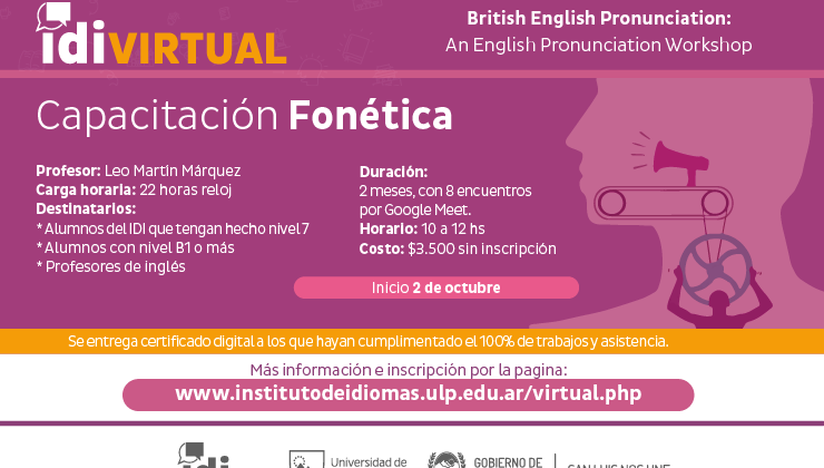 Abrieron las inscripciones para un curso de fonética en inglés