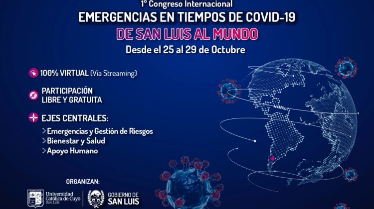 Se realizará el 1º Congreso Internacional “Emergencias en tiempos de COVID-19, de San Luis al mundo”