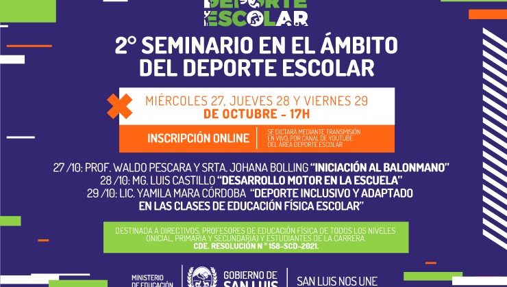 Lanzan el 2° Seminario en el Ámbito del Deporte Escolar