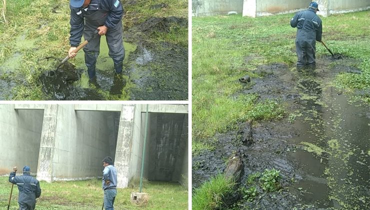 San Luis Agua trabaja en la limpieza de los canales de desagüe del dique San Felipe