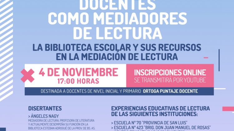 Se llevará a cabo la capacitación “Docentes como mediadores de lectura”