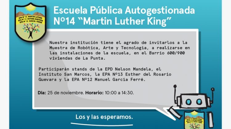 Este jueves se realizará la Expo “Robótica, Arte y Tecnología” de la EPA Nº 14