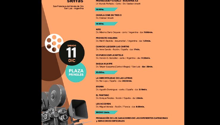 Cultura estará presente en el Festival “Cine en la Sierras” en San Francisco del Monte de Oro