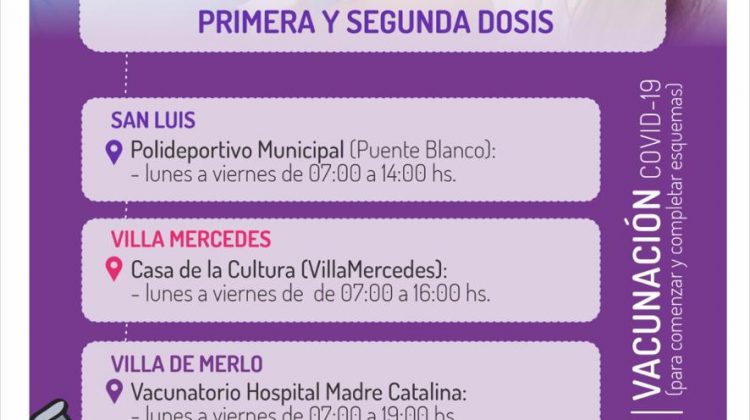 Lucha contra el COVID-19: lugares, días y horarios para iniciar o completar esquema de vacunación