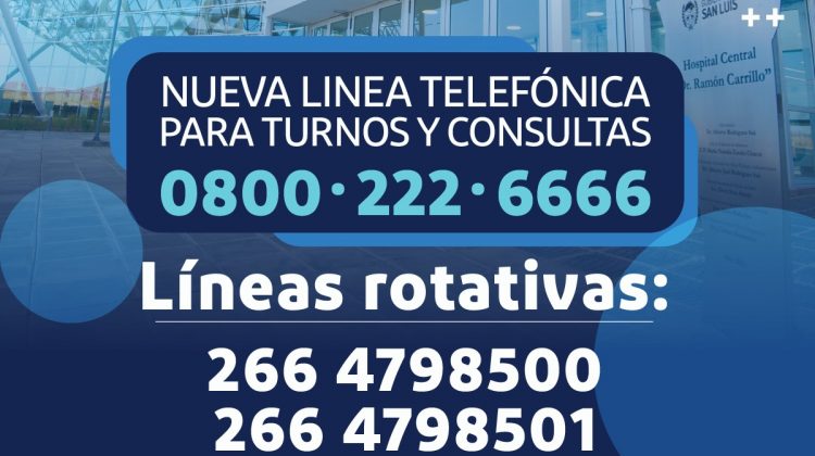 El Hospital “Dr. Ramón Carrillo” pone a disposición un 0800 y líneas rotativas para consultas y gestión de turnos