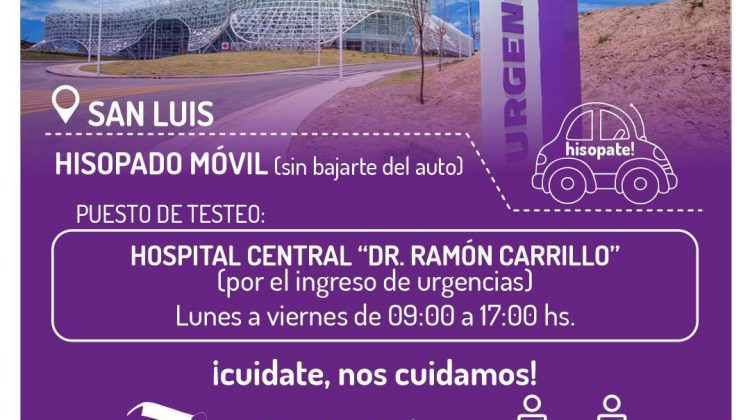 Refuerzo de los operativos de vigilancia activa: desde este jueves el Hospital Central “Ramón Carrillo” contará con un centro de hisopados móvil