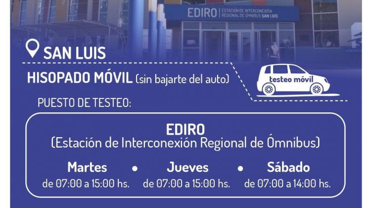 Hisopado móvil: Cambios en los horarios de testeo en la Estación EDIRO