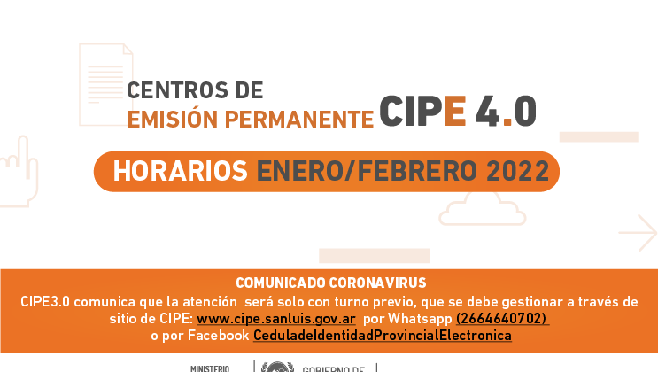 El Programa CIPE informó los horarios de los Centros de Emisión en enero