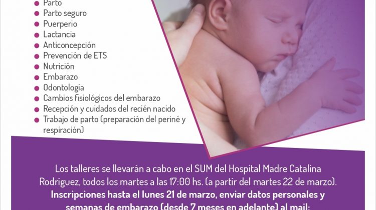 Ofrecerán un taller de “Preparación para la Maternidad” en el Hospital “Madre Catalina Rodríguez”