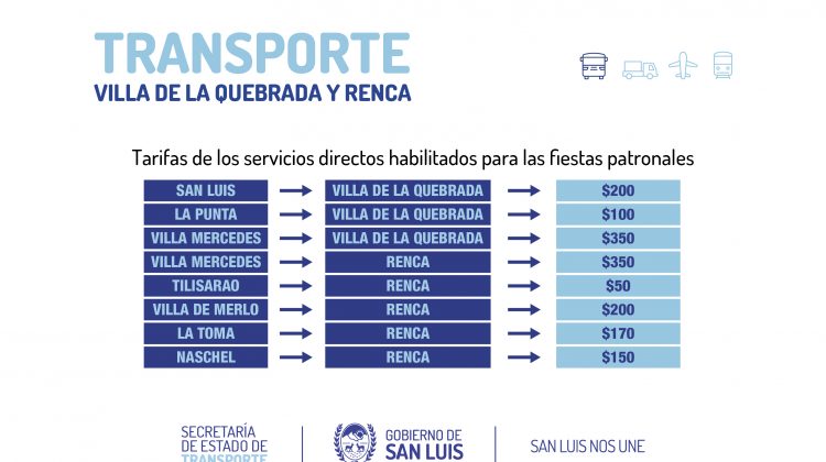 Habrá servicios directos de transporte de pasajeros para las festividades religiosas