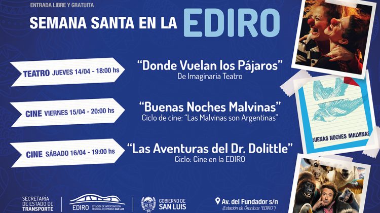 Obra de teatro y cine, las propuestas de EDIRO para la Semana Santa