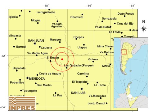 Se registró un temblor al norte de Sierra de las Quijadas