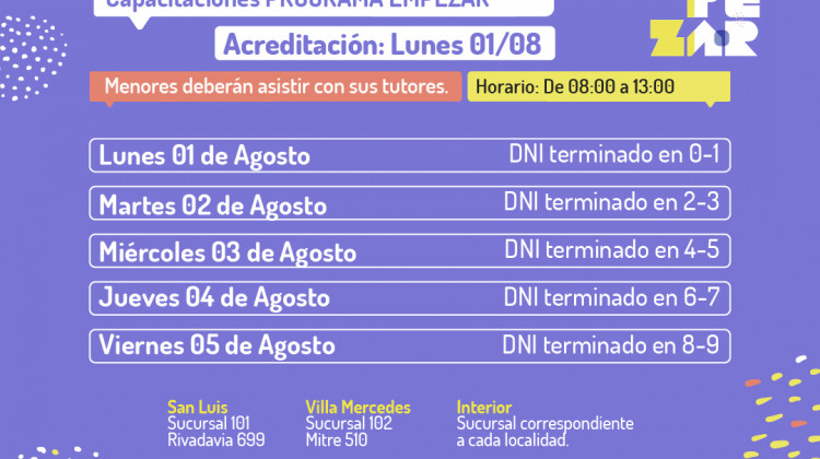 Programa Empezar: el lunes 1º de agosto inicia el pago