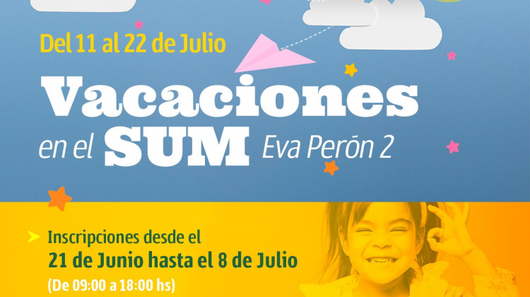 Hasta el viernes 8 de julio estarán abiertas las inscripciones para “Vacaciones en el Molino”