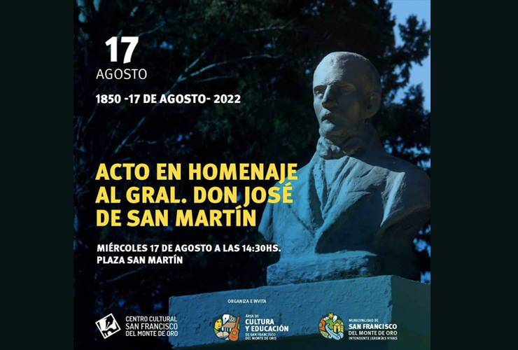 Cultura será parte del homenaje al General José de San Martín en San Francisco