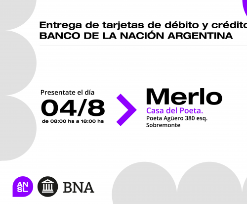 Este jueves los agentes públicos de Merlo podrán retirar las tarjetas del Banco Nación