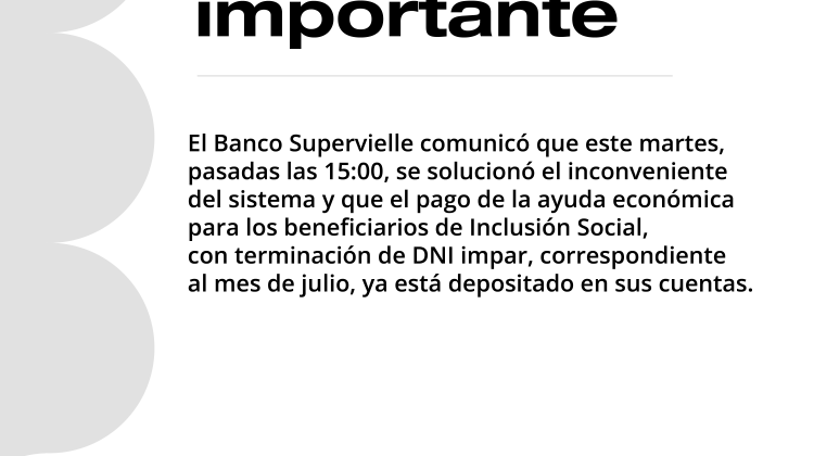 Comunicado pago a beneficiarios de Inclusión Social