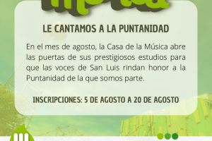 Casa de la Música abre la convocatoria para el proyecto “Somos Música. Le cantamos a la Puntanidad”