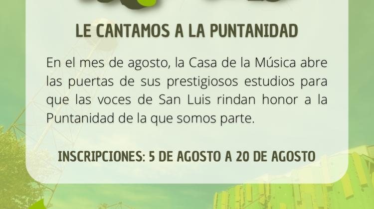 Casa de la Música abre la convocatoria para el proyecto “Somos Música. Le cantamos a la Puntanidad”