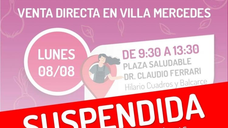 Por las condiciones climáticas, se suspende la venta directa de Sol Puntano en Villa Mercedes 