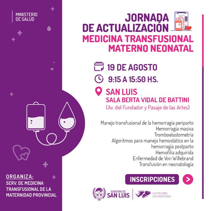 Jornada de Actualización en Medicina Transfusional Materno Neonatal