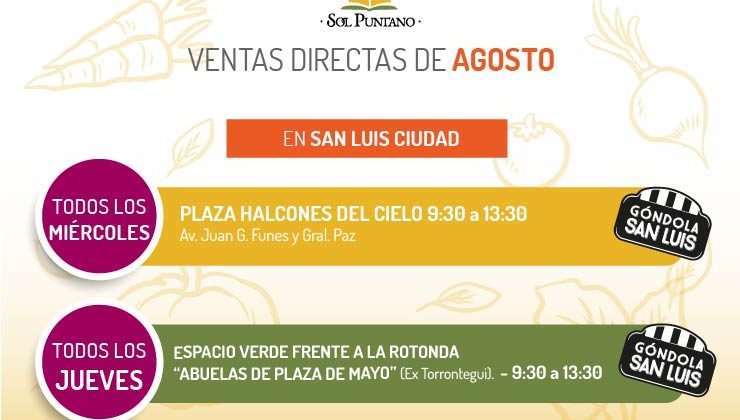 Comienza agosto con las ventas directas de Sol Puntano