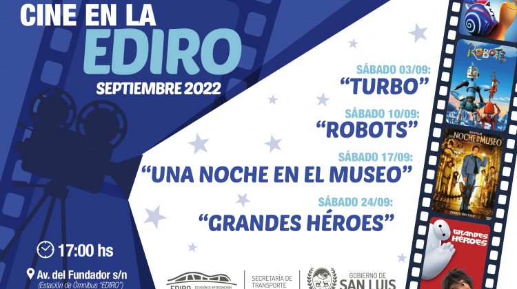 El cine gratuito de la EDIRO confirmó su grilla para septiembre