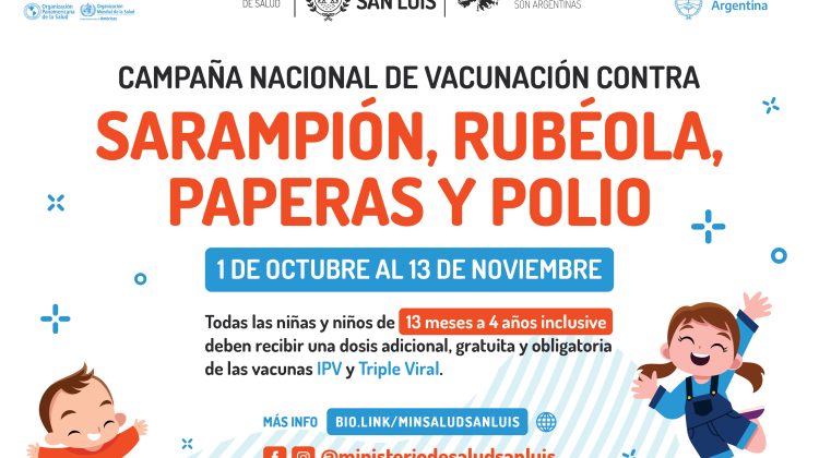 San Luis se suma en octubre al inicio de la Campaña Nacional de Vacunación