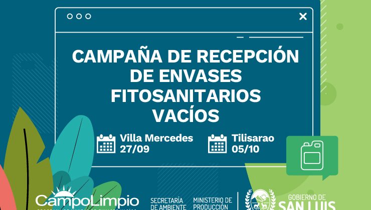 Comienza la campaña de recepción de envases fitosanitarios vacíos en Villa Mercedes y Tilisarao