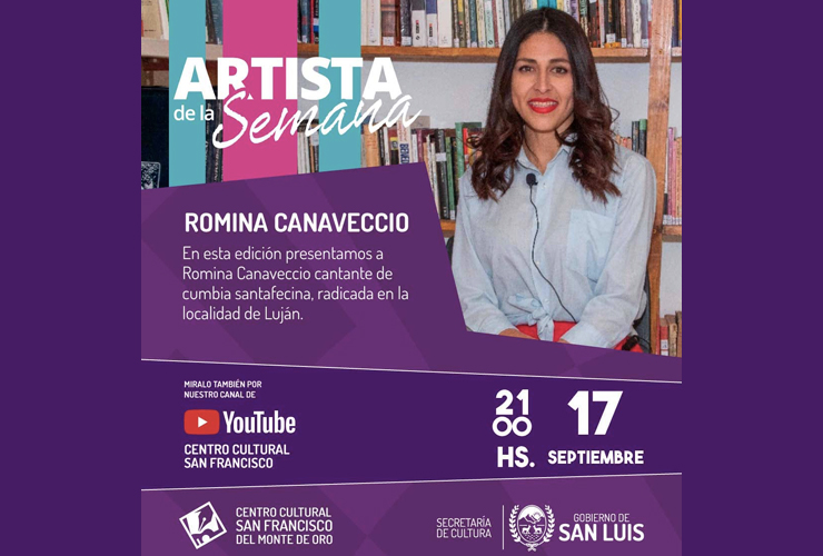 La cantante Romina Canaveccio estará en el Ciclo “Artista de la Semana” de San Francisco