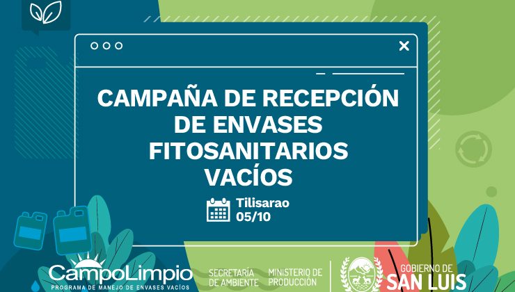 La campaña de recepción de envases vacíos de fitosanitarios llega este miércoles a Tilisarao