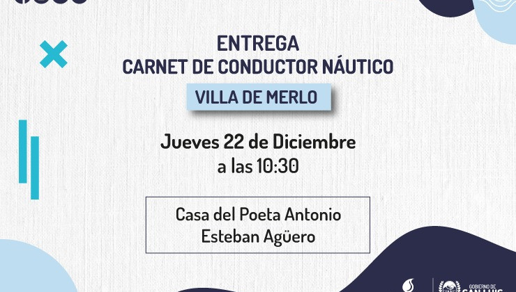 Los usuarios de embarcaciones de Villa de Merlo recibirán el Carnet de Conductor Náutico