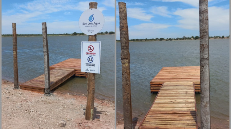 San Luis Agua instaló un muelle flotante en el dique Los Manantiales