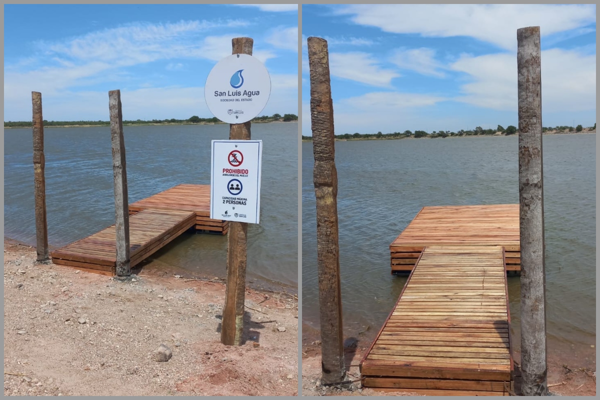 San Luis Agua instaló un muelle flotante en el dique Los Manantiales