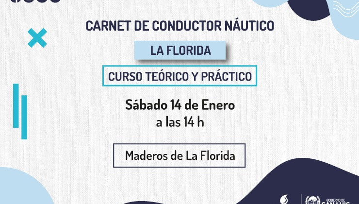 El primer curso del año para obtener el Carnet de Conductor Náutico se realizará en La Florida