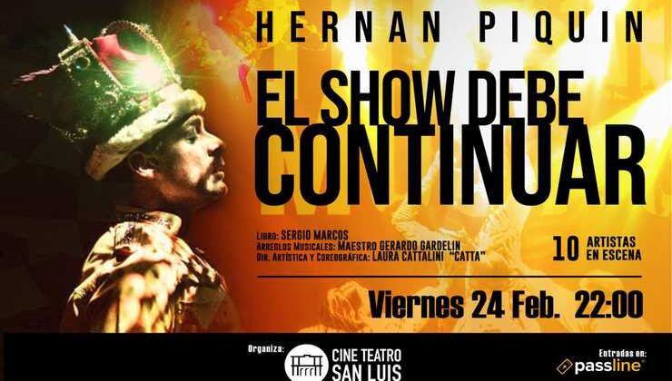 Hernán Piquín se presentará en el Cine Teatro San Luis