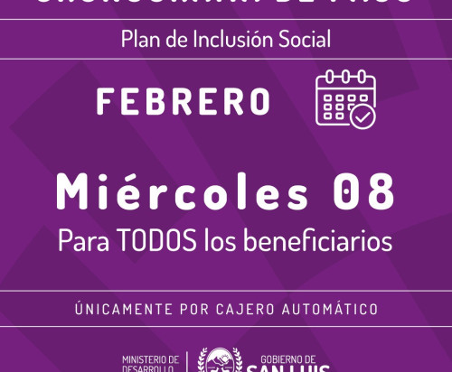 Este miércoles cobrarán los beneficiarios de Inclusión