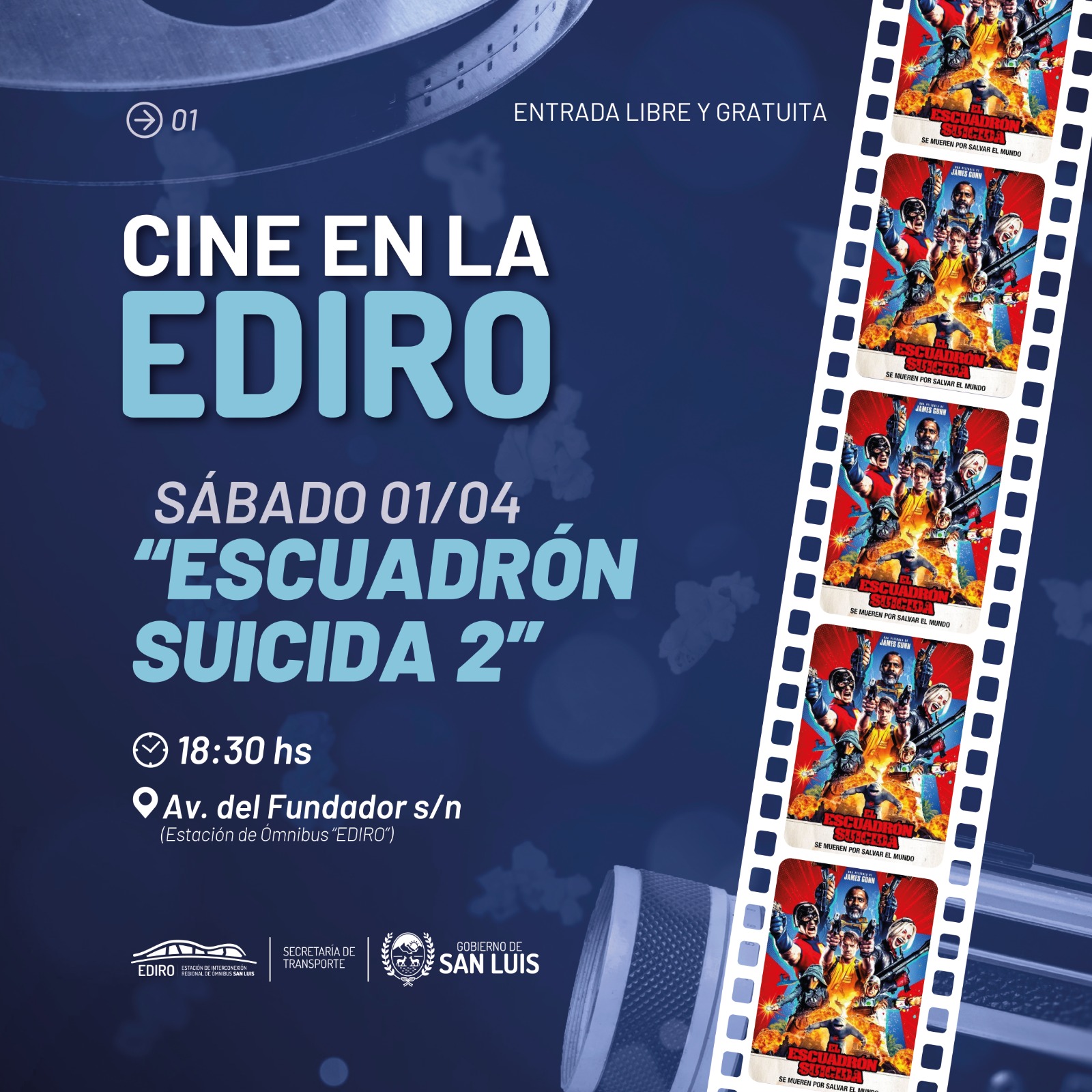 El cine gratuito de la EDIRO confirmó su grilla para abril