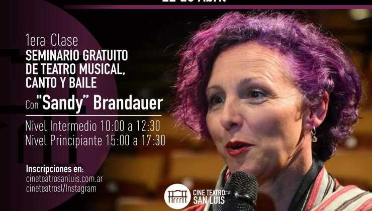 Sandy Brandauer brindará un seminario intensivo en el Cine Teatro San Luis