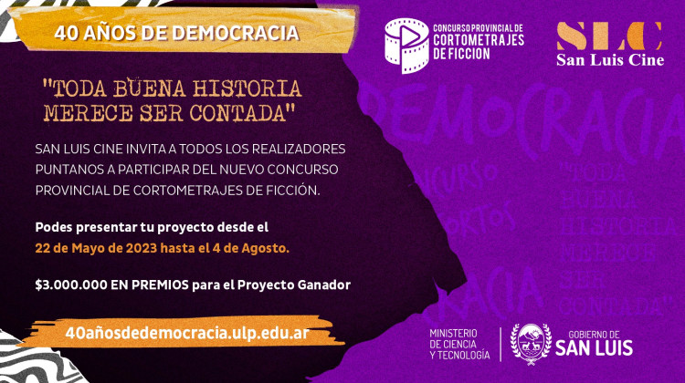 Lanzan un concurso de cortometrajes bajo la temática a “40 años de Democracia”