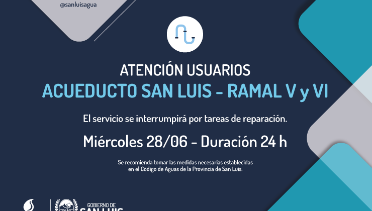 San Luis Agua realizará dos importantes reparaciones en acueductos durante esta semana