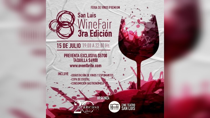“San Luis Wine Fair” se realizará en el Cine Teatro