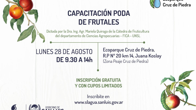 Dictarán una capacitación en poda de frutales