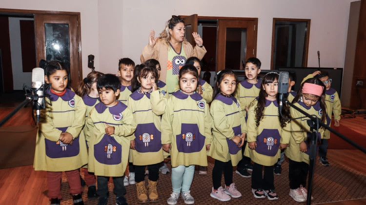 Proyecto Infancias: el jardín Benteveo sumó otro grupo de niños para la grabación de sus canciones