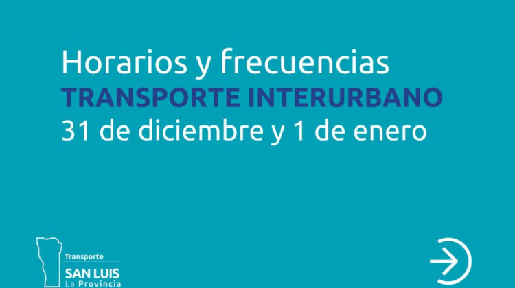 Horarios y frecuencias del interurbano para este 31 de diciembre y 1° de enero